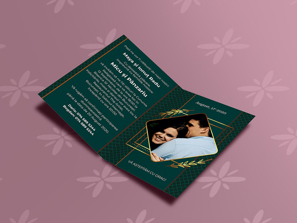 Invitatie nunta cu poza Green Love