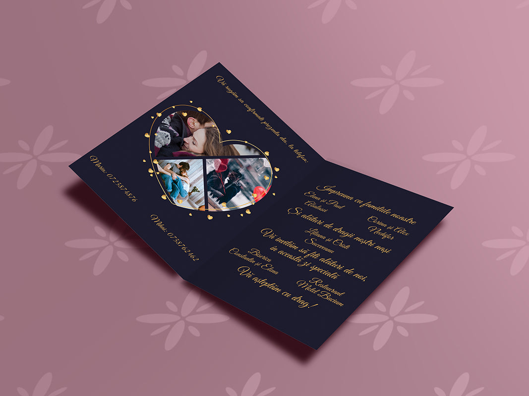 Invitatii nunta Golden Heart
