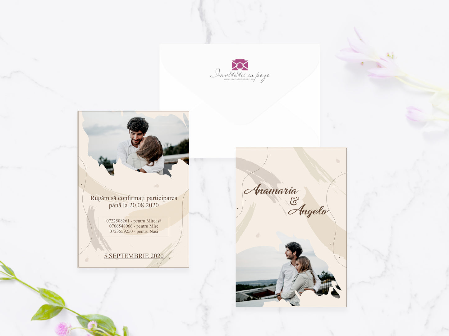 Invitatie de nunta cu poze Aquarela Love