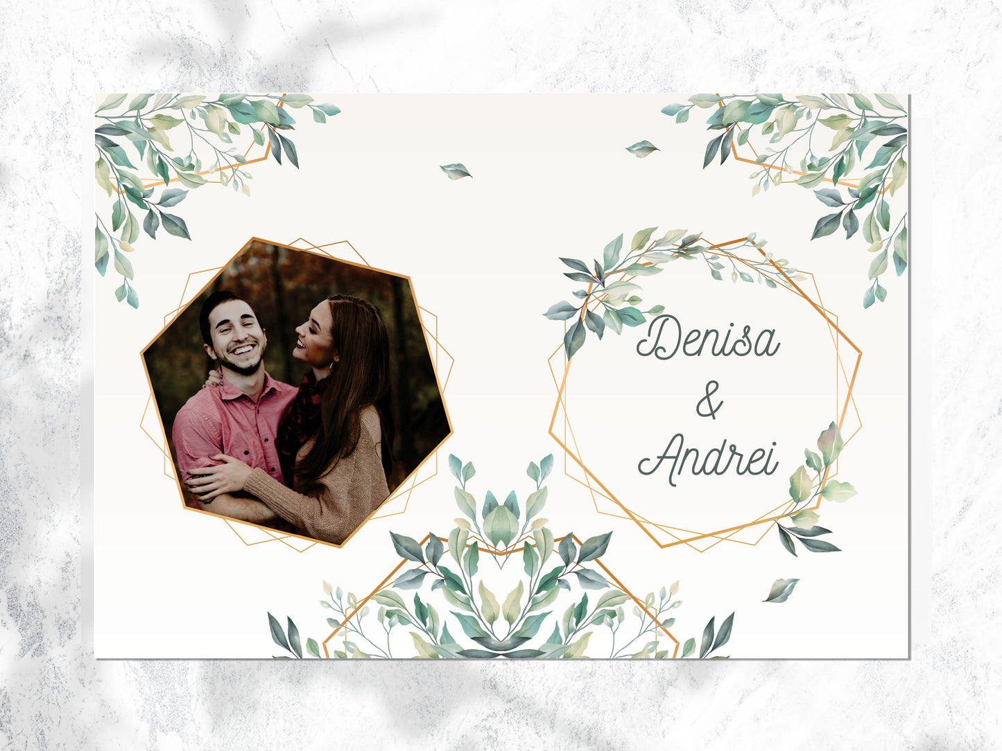 Invitatie cu poze Greenery