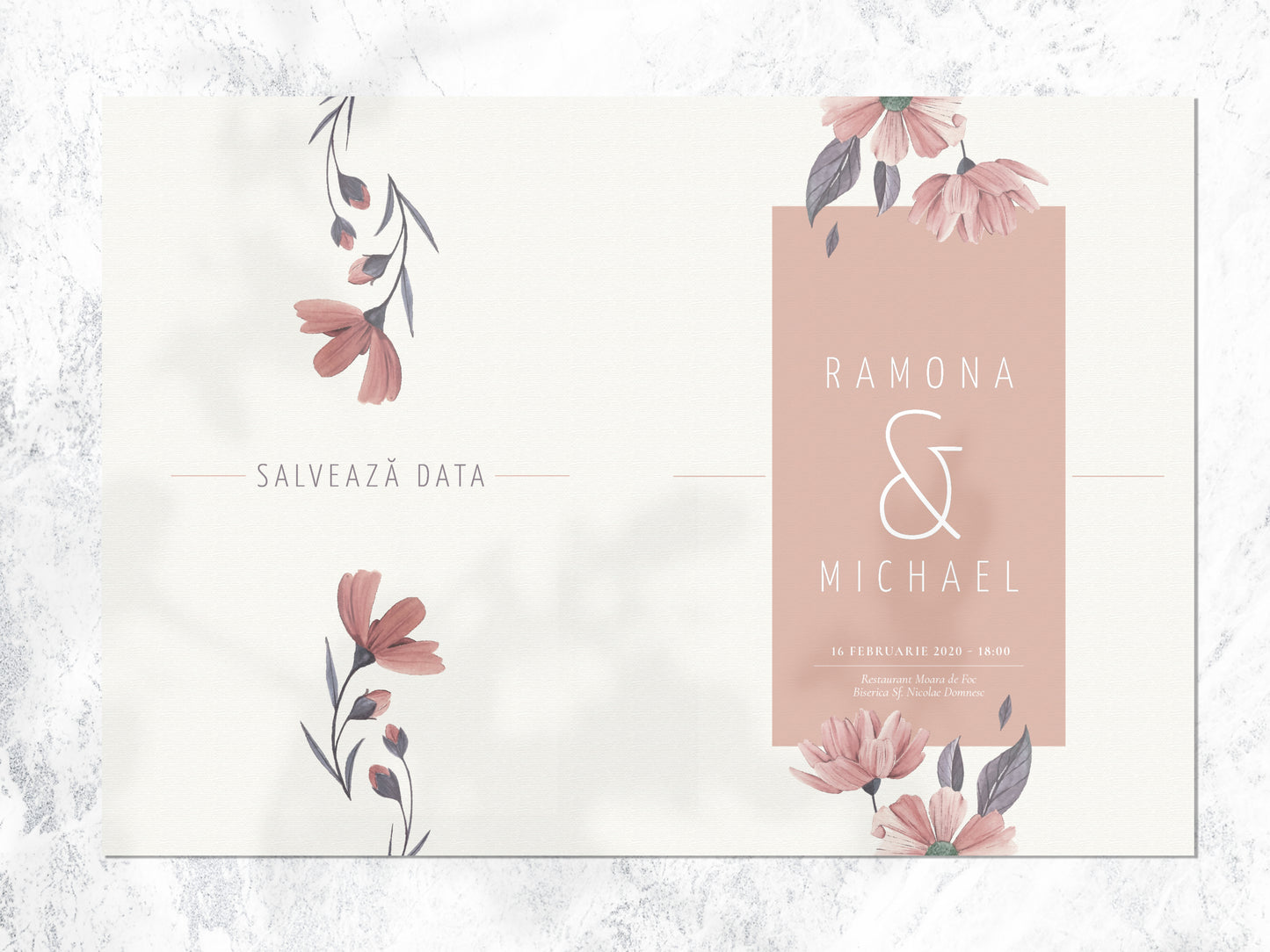 Invitatie de nunta Aquarela brown flowers