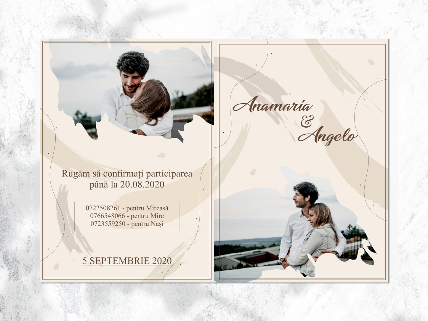 Invitatie de nunta cu poze Aquarela Love
