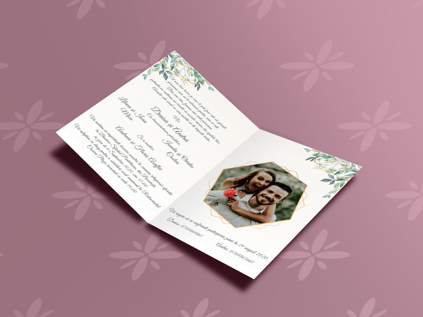 Invitatie cu poze Greenery