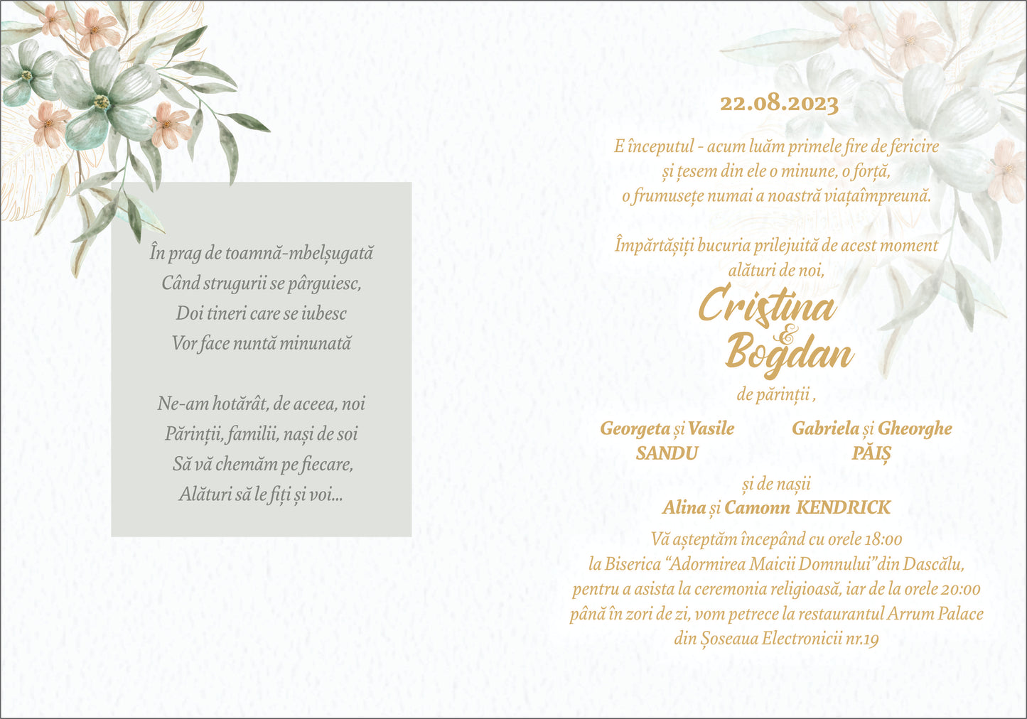 Invitatie nunta Hand Painted Flowers