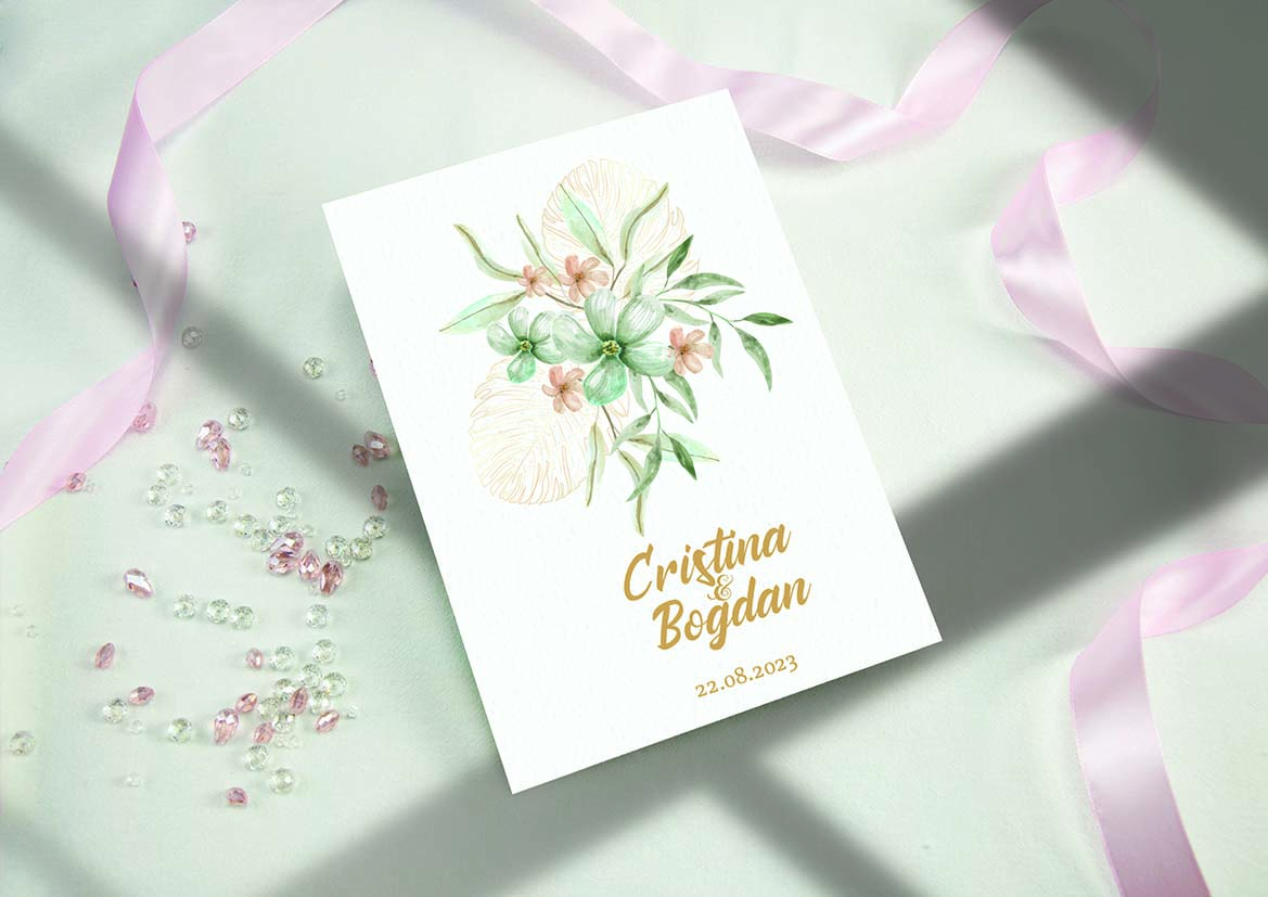 Invitatie nunta Hand Painted Flowers