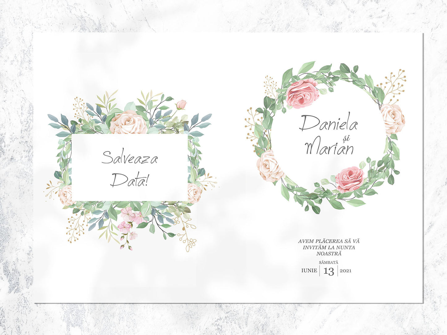 Invitatie nunta cu poza Bloom Rose