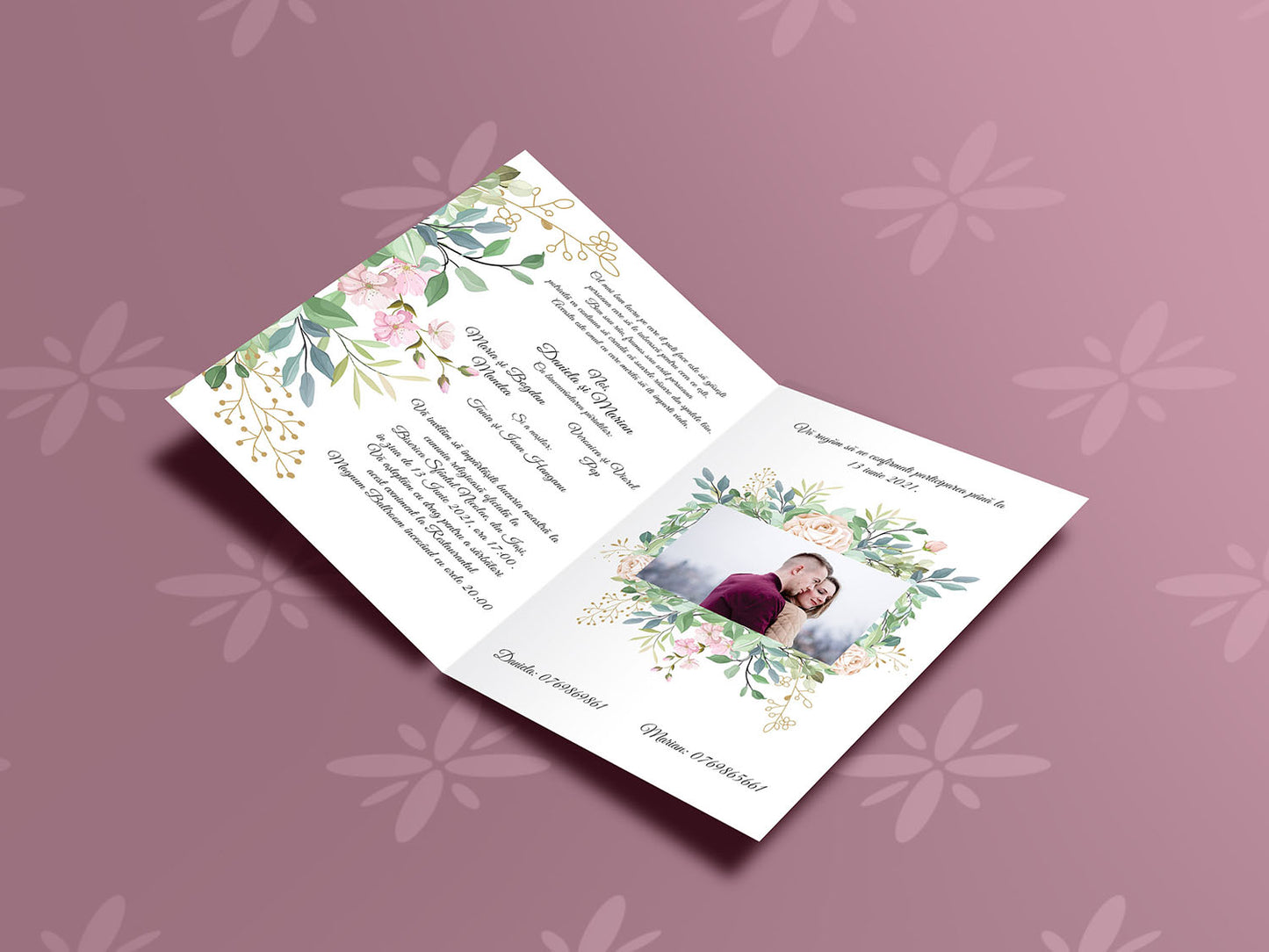 Invitatie nunta cu poza Bloom Rose