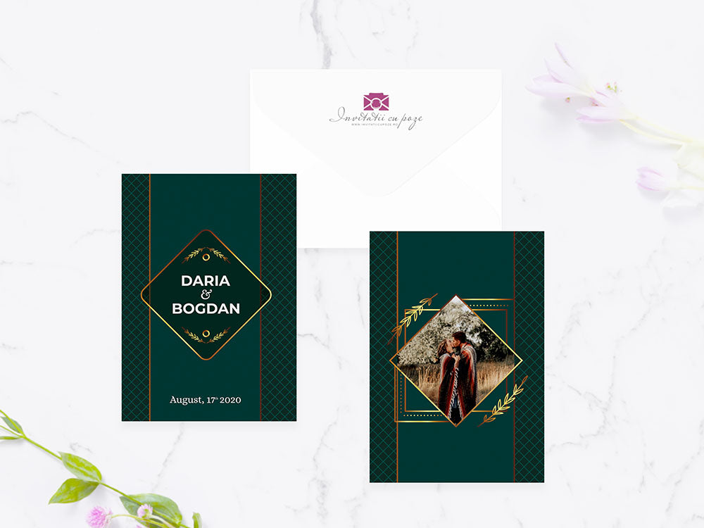 Invitatie nunta cu poza Green Love
